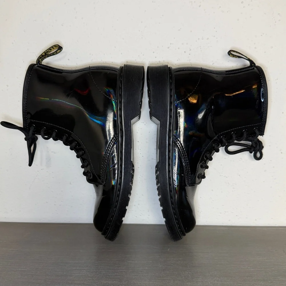 Dr. Martens 1460 J Patent Iridiscent Black Boots Junior Size 4 US Men 5 US Women